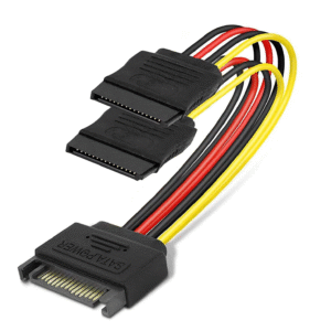 SATA Power Cable - Male to Dual Female 15 Pin for 2.5 inch SSD/HDD and 3.5" desktop HDD